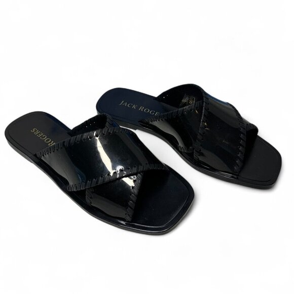 JACK ROGERS Sloane X Band Jelly Sandals, Black, Sz 7, NEW IN BOX - Picture 1 of 11